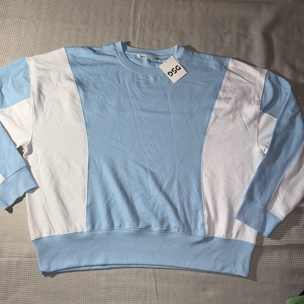 DSG Men's Sky Blue and White Crewneck Sweater